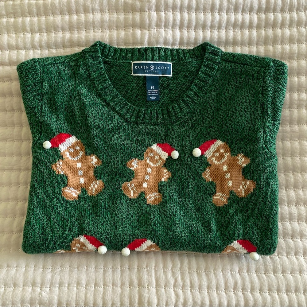 Holiday gingerbread sweater | Green | Petite Small (NWOT)
